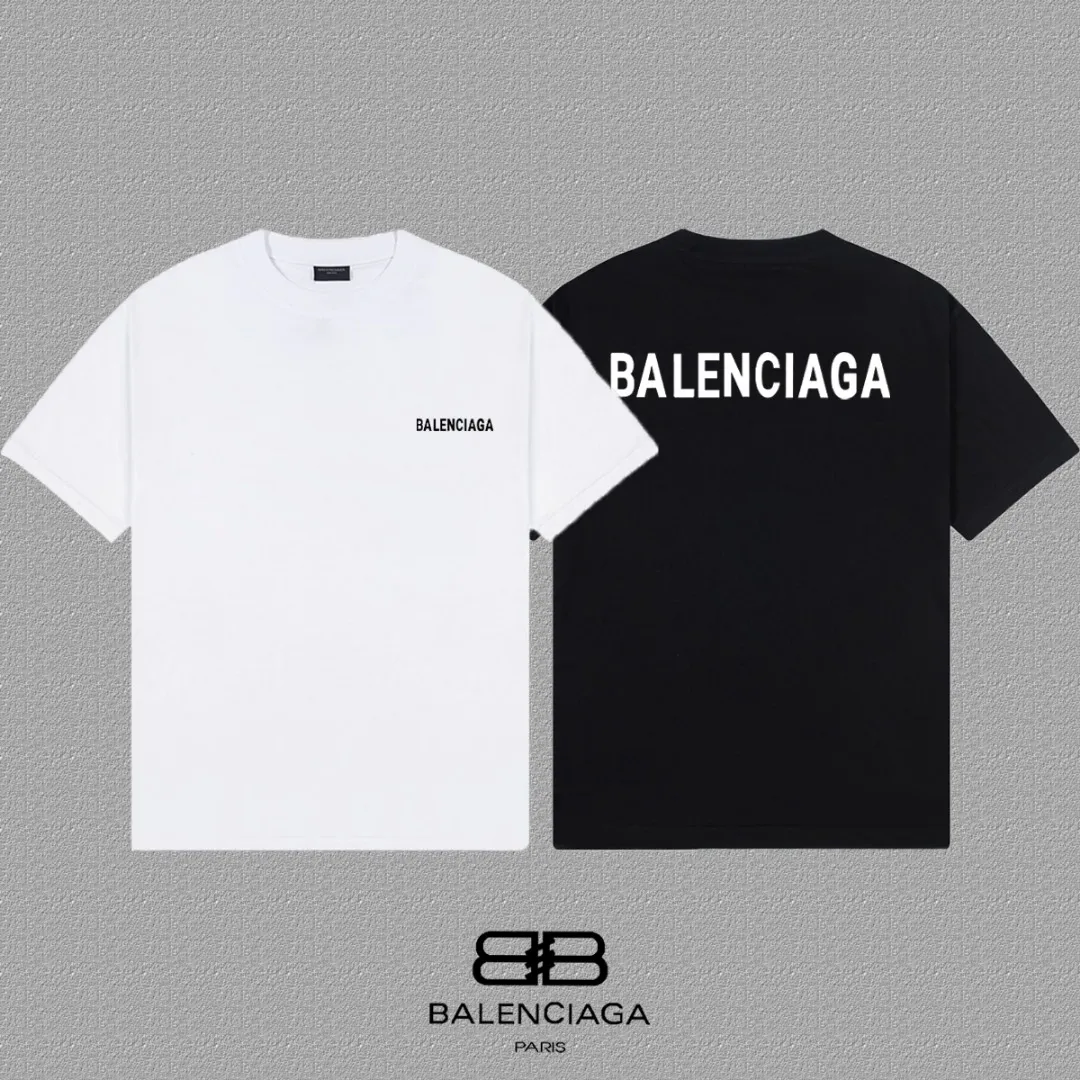 P80✨🔥 BALENCIAGA Paris front and rear silicone thick plate letter printed short-sleeved T-shirt. Custom-woven and dyed 280g combed cotton heavyweight fabric. Zero color difference in threads. Perfect details. Differentiate from the current version on the market. Welcome to compare. Same Style for men and women. Must-sell in the picture above. Color: White Black Size: 1 2 3 4
